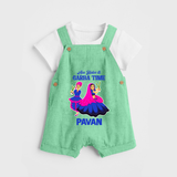 See You in Garba Time Personalized Dungaree  - GREEN - 0 - 5 Months Old (Chest 18")