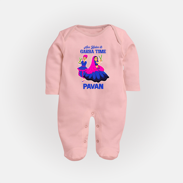 See You in Garba Time Personalized Full Body Suit - BABY PINK - New Born (Chest 7.5")
