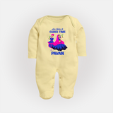 See You in Garba Time Personalized Full Body Suit - PASTEL YELLOW - New Born (Chest 7.5")