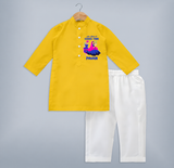 Ae Halo Garba Time Couple Dance Print Personalized Kids Kurta - CHROME YELLOW - 3 - 6 Months Old (Chest 24", Kurta Length 14'', Waist 19", Pant Length 14")