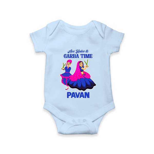 See You in Garba Time Personalized Romper - BABY BLUE - New Born (Chest 14")