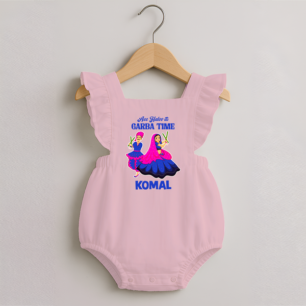 See You in Garba Time Personalized Romper Frock - BABY PINK - 0 - 3 Months Old (Chest 19")