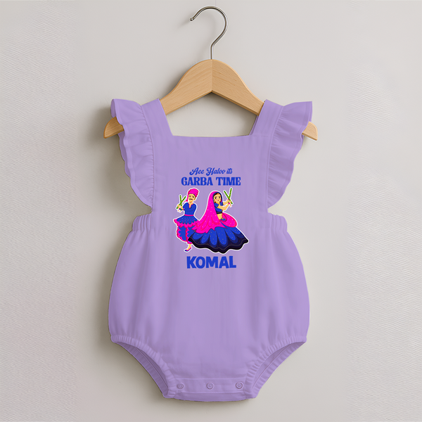 See You in Garba Time Personalized Romper Frock - LILAC - 0 - 3 Months Old (Chest 19")