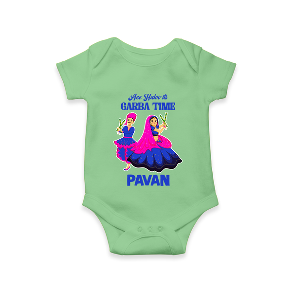See You in Garba Time Personalized Romper - GREEN - New Born (Chest 14")