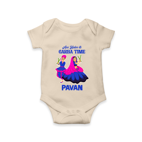 See You in Garba Time Personalized Romper - IVORY - New Born (Chest 14")