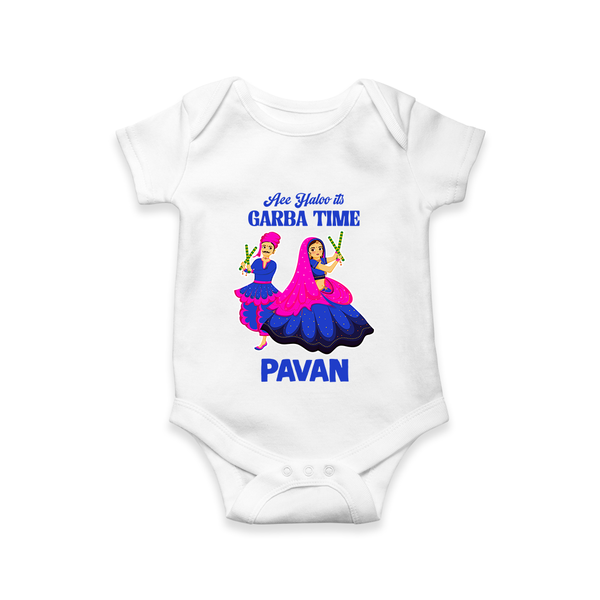 See You in Garba Time Personalized Romper - WHITE - New Born (Chest 14")