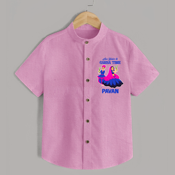 Ae Halo Garba Time Couple Dance Print Personalized Kids Shirt - BABY PINK - 0 - 6 Months Old (Chest 23")
