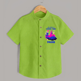 Ae Halo Garba Time Couple Dance Print Personalized Kids Shirt - LIME GREEN - 0 - 6 Months Old (Chest 23")
