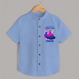 Ae Halo Garba Time Couple Dance Print Personalized Kids Shirt - SKY BLUE - 0 - 6 Months Old (Chest 23")