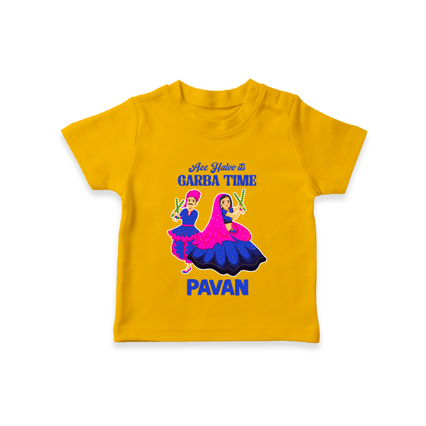 See You in Garba Time Personalized T Shirt - CHROME YELLOW - 0-5 Months Old (Chest 17")