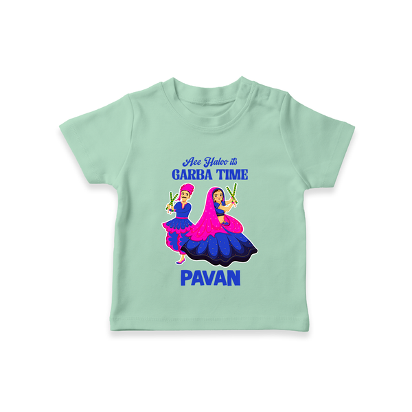 See You in Garba Time Personalized T Shirt - MINT GREEN - 0-5 Months Old (Chest 17")