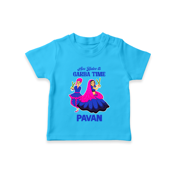 See You in Garba Time Personalized T Shirt - SKY BLUE - 0-5 Months Old (Chest 17")