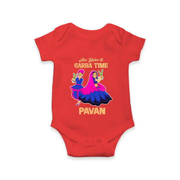 See You in Garba Time Personalized Romper - RED - New Born (Chest 14")