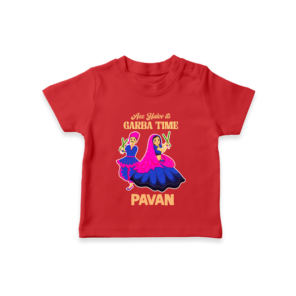 See You in Garba Time Personalized T Shirt - RED - 0-5 Months Old (Chest 17")