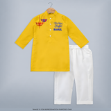 Dandiya Night Diya Illustration Personalized Kids Kurta - CHROME YELLOW - 3 - 6 Months Old (Chest 24", Kurta Length 14'', Waist 19", Pant Length 14")