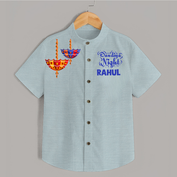 Dandiya Night Diya Illustration Personalized Kids Shirt - ARCTIC BLUE - 0 - 6 Months Old (Chest 23")