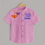 Dandiya Night Diya Illustration Personalized Kids Shirt - BABY PINK - 0 - 6 Months Old (Chest 23")
