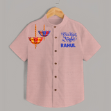 Dandiya Night Diya Illustration Personalized Kids Shirt - PEACH - 0 - 6 Months Old (Chest 23")