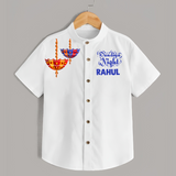 Dandiya Night Diya Illustration Personalized Kids Shirt - WHITE - 0 - 6 Months Old (Chest 23")