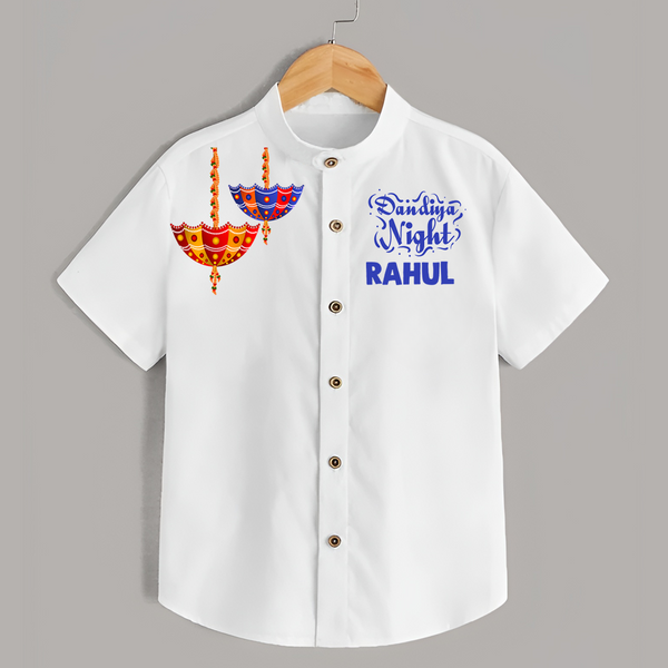 Dandiya Night Diya Illustration Personalized Kids Shirt - WHITE - 0 - 6 Months Old (Chest 23")