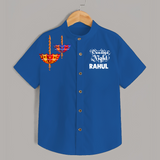 Dandiya Night Diya Illustration Personalized Kids Shirt - COBALT BLUE - 0 - 6 Months Old (Chest 23")