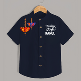 Dandiya Night Diya Illustration Personalized Kids Shirt - NAVY BLUE - 0 - 6 Months Old (Chest 23")