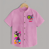 Traditional Garba Dance Couple Print Personalized Kids Shirt - BABY PINK - 0 - 6 Months Old (Chest 23")