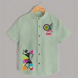 Traditional Garba Dance Couple Print Personalized Kids Shirt - MINT GREEN - 0 - 6 Months Old (Chest 23")