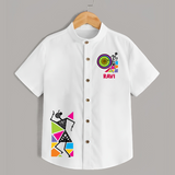 Traditional Garba Dance Couple Print Personalized Kids Shirt - WHITE - 0 - 6 Months Old (Chest 23")