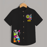 Traditional Garba Dance Couple Print Personalized Kids Shirt - BLACK - 0 - 6 Months Old (Chest 23")