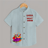 Garba Night Dancer Illustration Personalized Kids Shirt - ARCTIC BLUE - 0 - 6 Months Old (Chest 23")