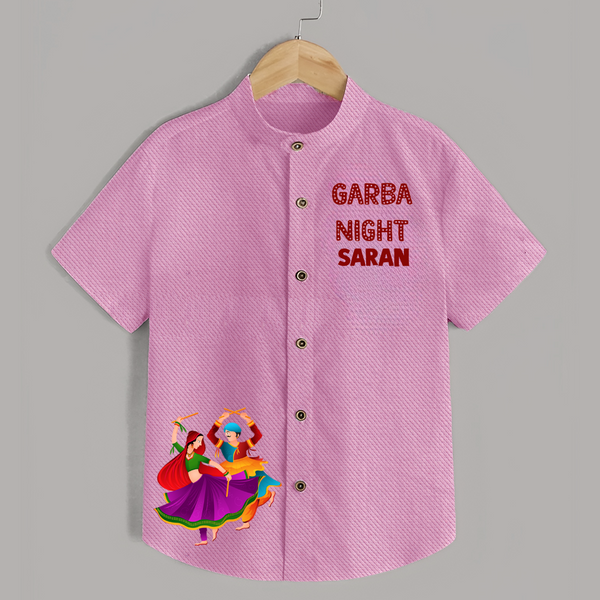 Garba Night Dancer Illustration Personalized Kids Shirt - BABY PINK - 0 - 6 Months Old (Chest 23")