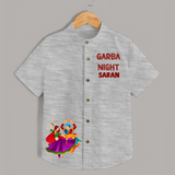 Garba Night Dancer Illustration Personalized Kids Shirt - GREY - 0 - 6 Months Old (Chest 23")