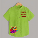 Garba Night Dancer Illustration Personalized Kids Shirt - LIME GREEN - 0 - 6 Months Old (Chest 23")