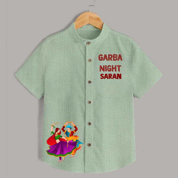 Garba Night Dancer Illustration Personalized Kids Shirt - MINT GREEN - 0 - 6 Months Old (Chest 23")