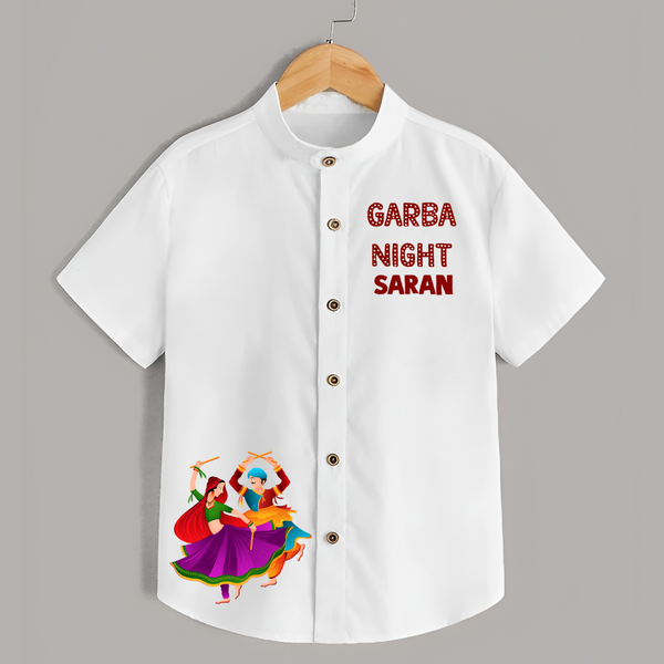 Garba Night Dancer Illustration Personalized Kids Shirt - WHITE - 0 - 6 Months Old (Chest 23")