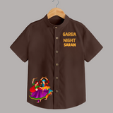 Garba Night Dancer Illustration Personalized Kids Shirt - CHOCOLATE BROWN - 0 - 6 Months Old (Chest 23")