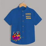 Garba Night Dancer Illustration Personalized Kids Shirt - COBALT BLUE - 0 - 6 Months Old (Chest 23")
