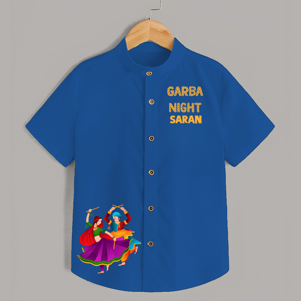 Garba Night Dancer Illustration Personalized Kids Shirt - COBALT BLUE - 0 - 6 Months Old (Chest 23")