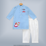 Garba Night Celebration Dance Print Personalized Kids Kurta - BABY BLUE - 3 - 6 Months Old (Chest 24", Kurta Length 14'', Waist 19", Pant Length 14")