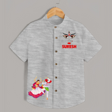 Garba Night Celebration Dance Print Personalized Kids Shirt - GREY - 0 - 6 Months Old (Chest 23")