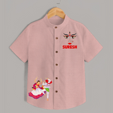 Garba Night Celebration Dance Print Personalized Kids Shirt - PEACH - 0 - 6 Months Old (Chest 23")