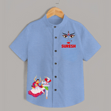 Garba Night Celebration Dance Print Personalized Kids Shirt - SKY BLUE - 0 - 6 Months Old (Chest 23")