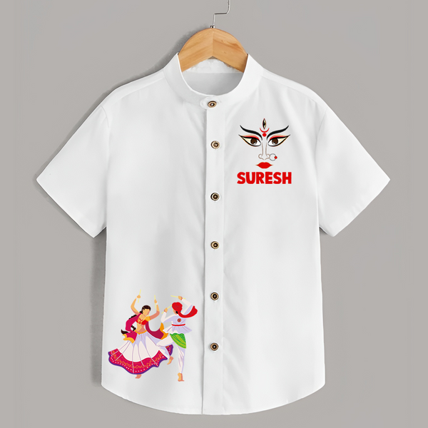 Garba Night Celebration Dance Print Personalized Kids Shirt - WHITE - 0 - 6 Months Old (Chest 23")