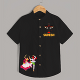 Garba Night Celebration Dance Print Personalized Kids Shirt - BLACK - 0 - 6 Months Old (Chest 23")