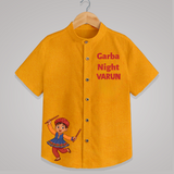 Garba Night Dandiya Boy Cartoon Print Personalized Kids Shirt - CHROME YELLOW - 0 - 6 Months Old (Chest 23")