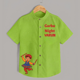 Garba Night Dandiya Boy Cartoon Print Personalized Kids Shirt - LIME GREEN - 0 - 6 Months Old (Chest 23")