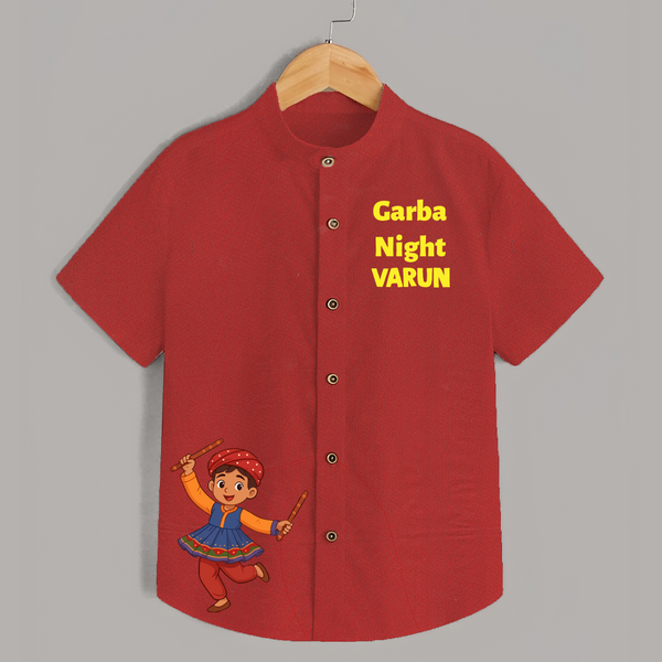 Garba Night Dandiya Boy Cartoon Print Personalized Kids Shirt - RED - 0 - 6 Months Old (Chest 23")
