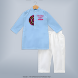 Dandiya Night Mandala Art Print Personalized Kids Kurta - BABY BLUE - 3 - 6 Months Old (Chest 24", Kurta Length 14'', Waist 19", Pant Length 14")
