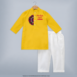 Dandiya Night Mandala Art Print Personalized Kids Kurta - CHROME YELLOW - 3 - 6 Months Old (Chest 24", Kurta Length 14'', Waist 19", Pant Length 14")